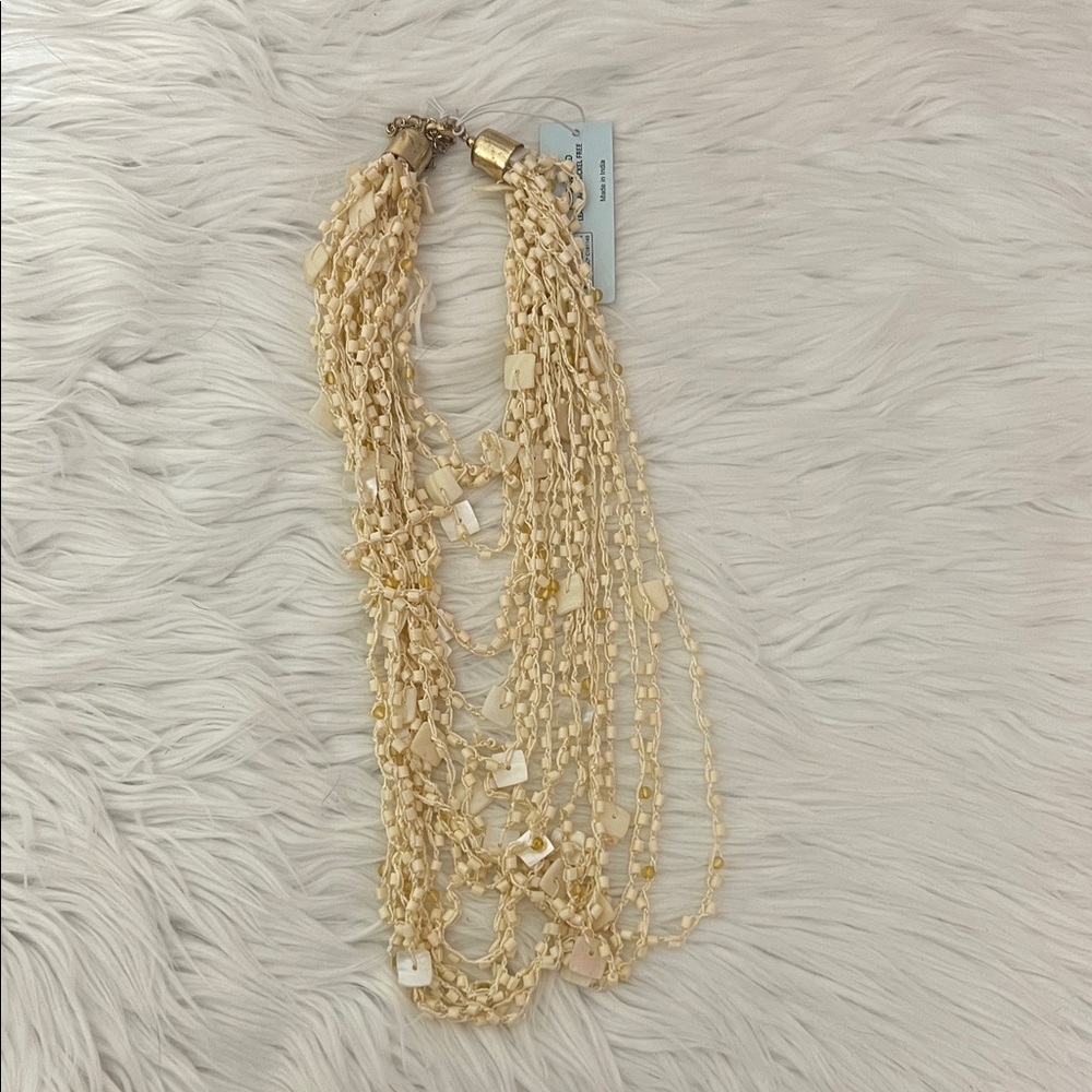 Multi-Strand Cream Beaded Necklace